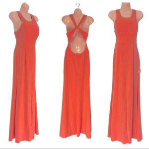 Bariano ❤️EUC Coral Pink Jersey Knit Office Vacation Wedding Guest Maxi Dress